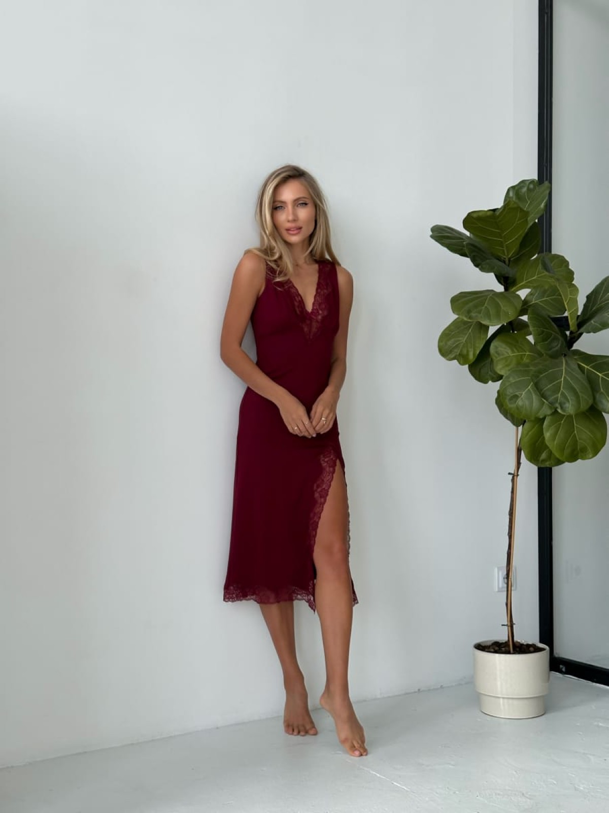 Koszula Nocne HC-M-108 Bordeaux Violet Delux