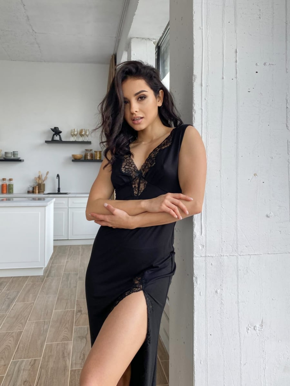 Koszula Nocne HC-M-108 Czarny Violet Delux