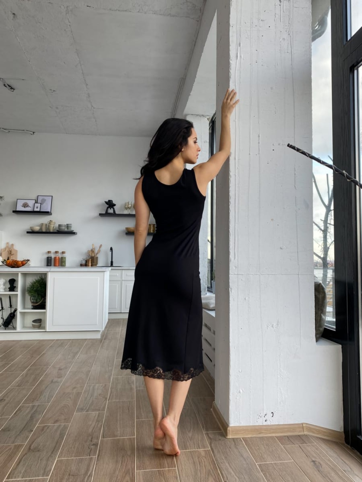 Koszula Nocne HC-M-108 Czarny Violet Delux